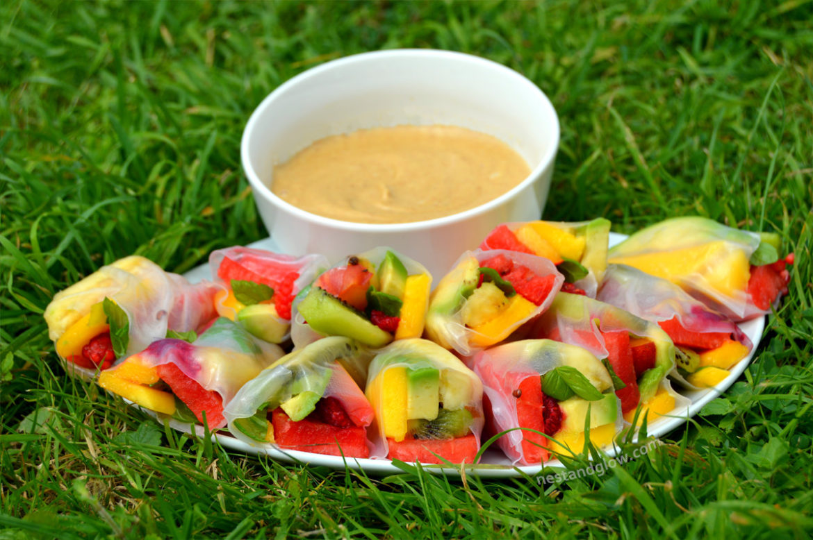 fruity-summer-rolls-with-salted-caramel-dip-nest-and-glow