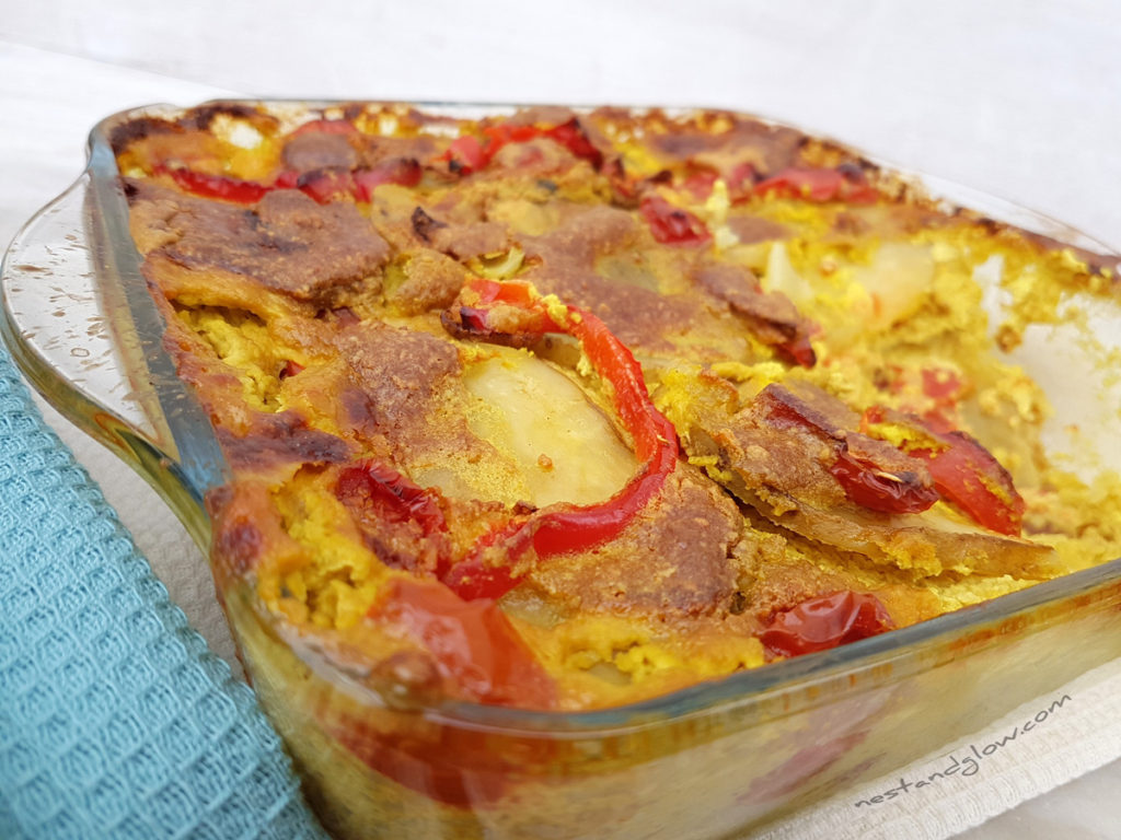 Vegan cheese and tomato potato bake easy recipe