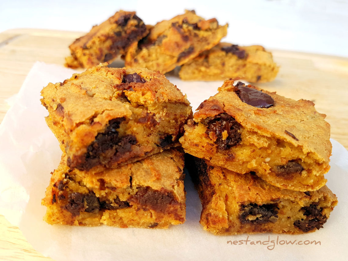 Healthy Chocolate Chip Almond Chickpea Blondies - No Peanut Butter And ...